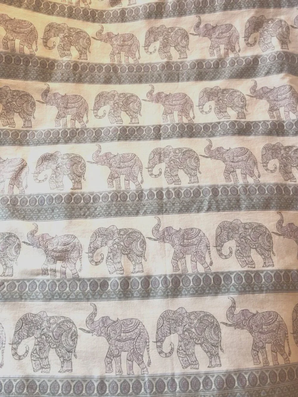 ELEPHANT King Flat Sheet 100% Cotton Purple Blue Green Mandala Linens Safari